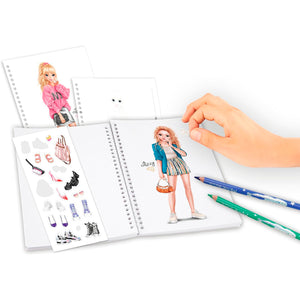 Cuaderno Pocket para Colorear y Diseñar con Stickers- Top Model