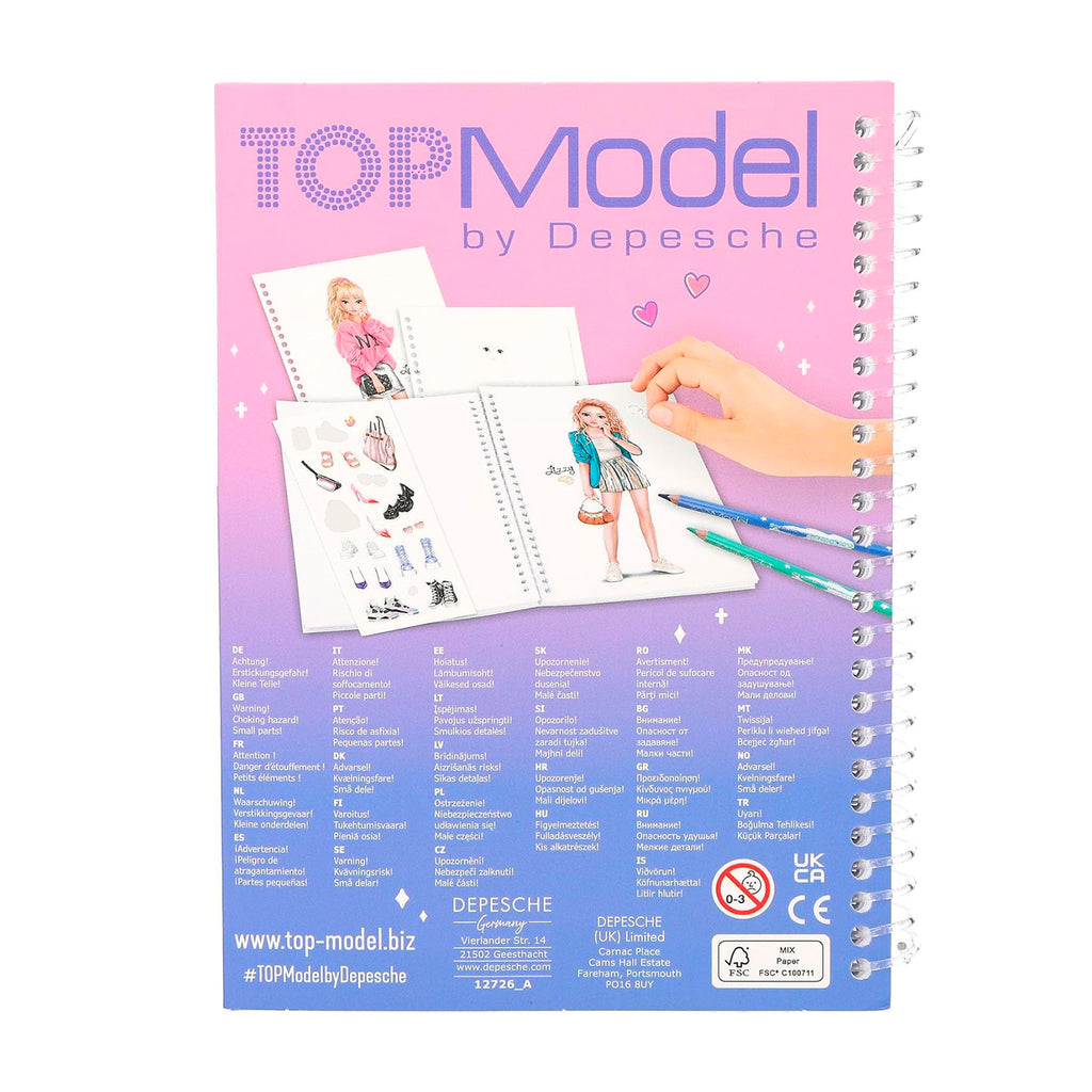 Cuaderno Pocket para Colorear y Diseñar con Stickers- Top Model
