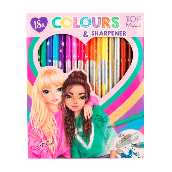 18 Lápices de Colores con Sacapuntas  - Top Model