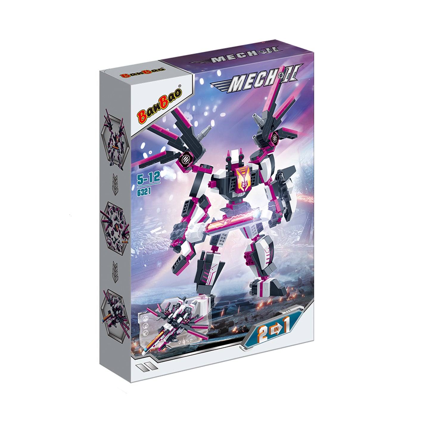 Set de Bloques de Construcción Robot Mech II 2 en 1 Morado - Banbao