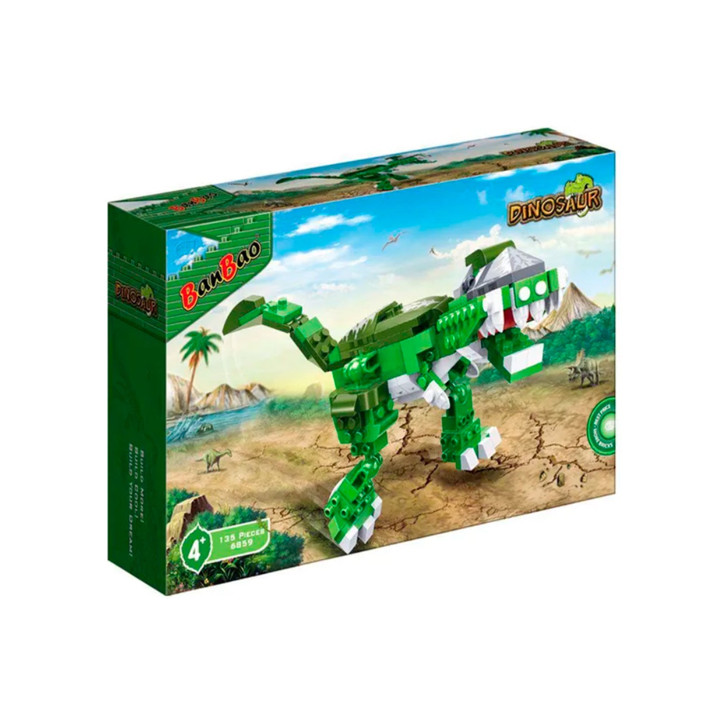 Set Bloques Construcción Dinosaurio Alosaurio Verde 135 Piezas - Banbao