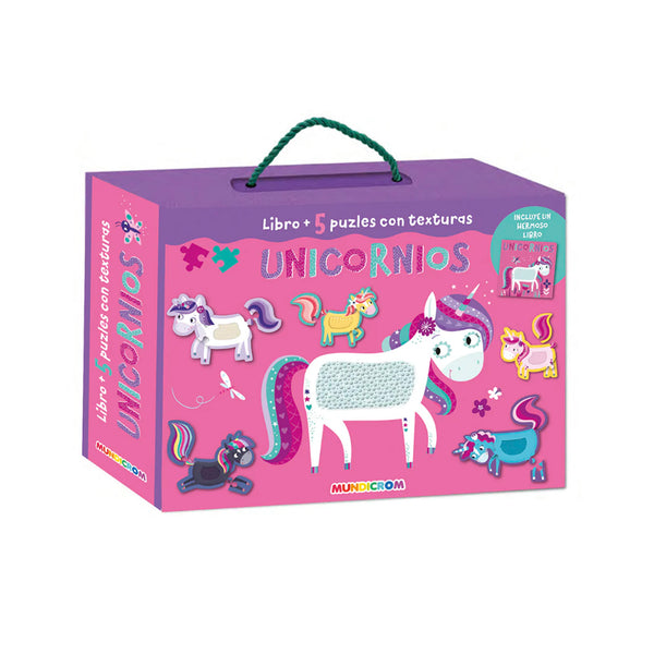 Libro + 5 Puzzles con Textura Unicornios