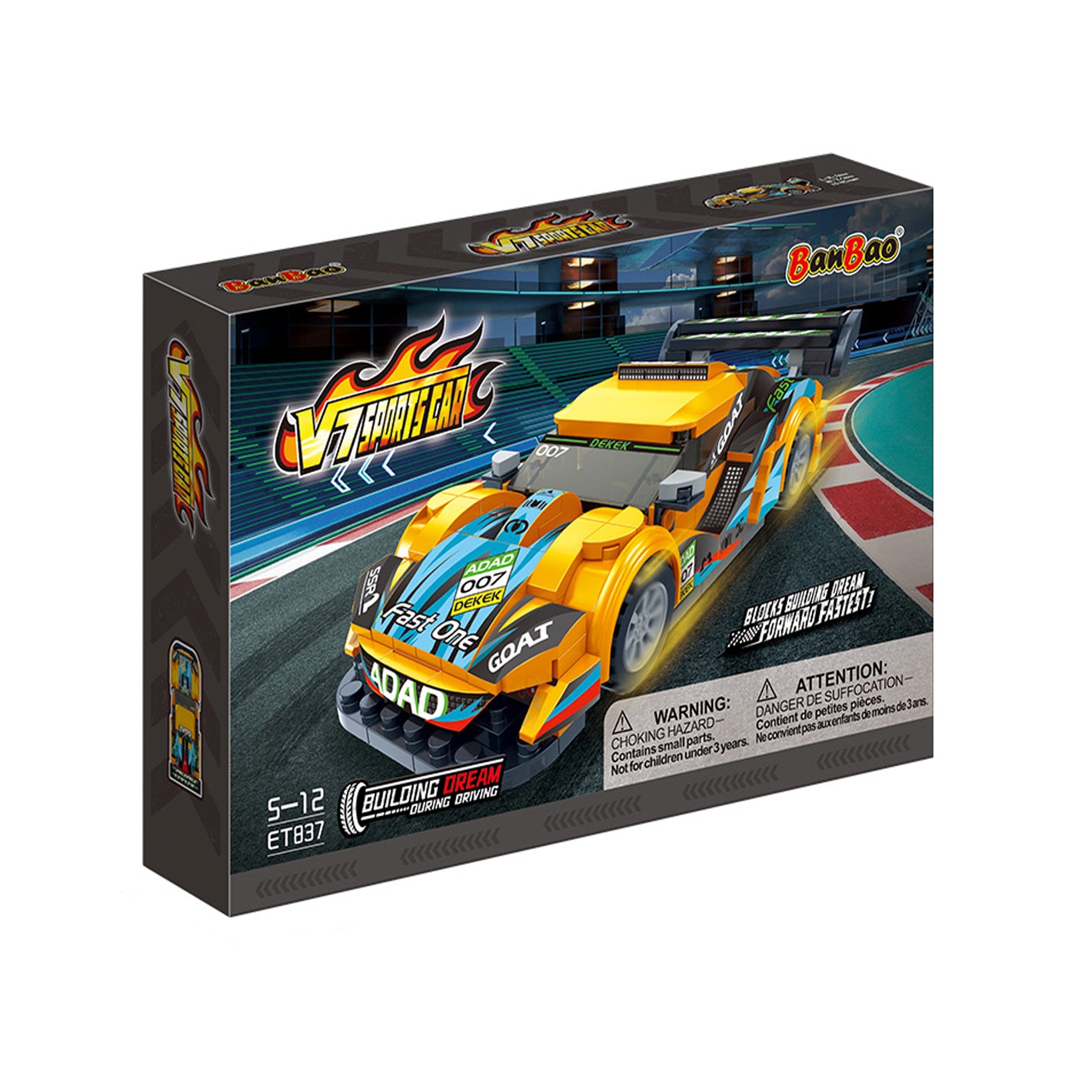 Set de Bloques Auto de Carrera V7 Amarillo - BanBao