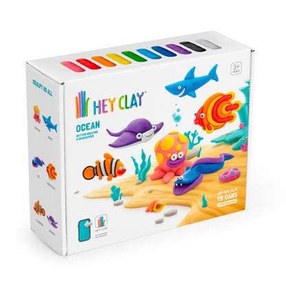 Oceano: Tiburón, Mantaraya, Pez Disco, Anguila, Pez Payaso, Pulpo 15 Potes - Hey Clay