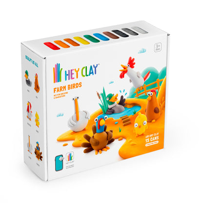 Aves de la Granja: Pollo, Ganso, Pavo, Gallo, Gallina, Pato 15 Potes - Hey Clay