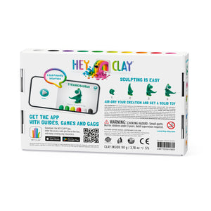 Dinosaurios: Tiranosaurio, Pterodáctilo, Triceratops 6 Potes - Hey Clay