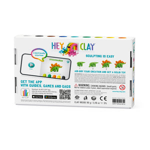 Dinosaurios: Estegosaurio, Paquicefalosaurio, Braquiosaurio 6 Potes - Hey Clay