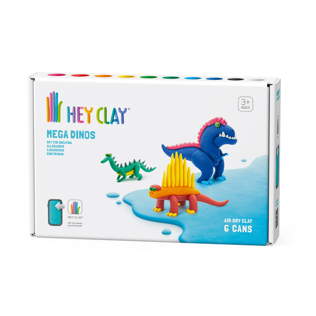 Mega Dinos: Lagosuchus, Allosaurus, Dimetrodon 6 Potes - Hey Clay