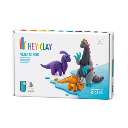 Mega Dinos: Ankylosaurus, Parasaurolophus, Therizinosaurus 6 Potes - Hey Clay