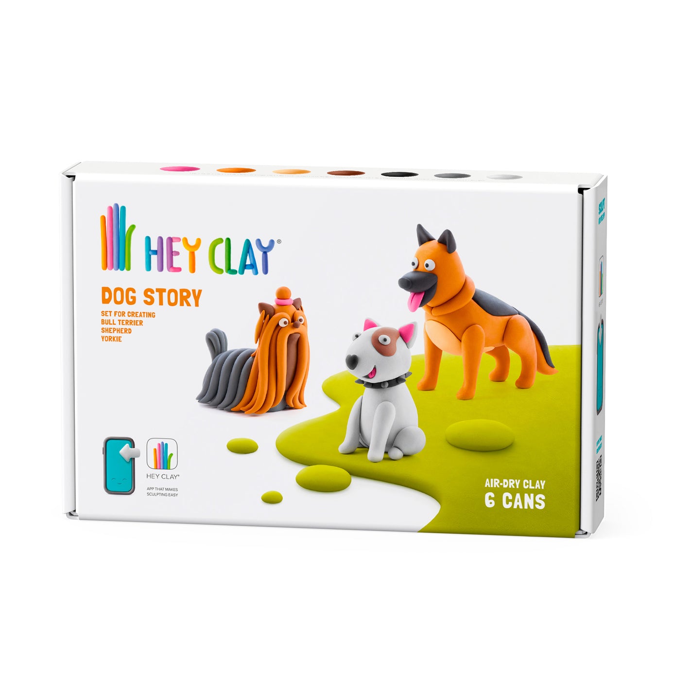 Perro: Yorkie, Bull Terrier, Pastor Alemán 6 Potes - Hey Clay