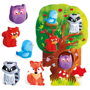 Primer Puzzle Montessori Animales del Bosque de Madera - Headu