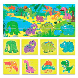 Puzzle de Dinosaurio Doble Cara - Headu
