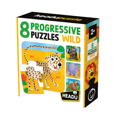 8 Puzzles Progresivos Animales Salvajes - Headu