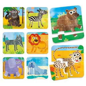 8 Puzzles Progresivos Animales Salvajes - Headu