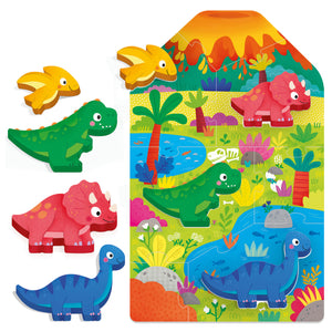 Primer Puzzle Montessori Dinosaurios de Madera - Headu