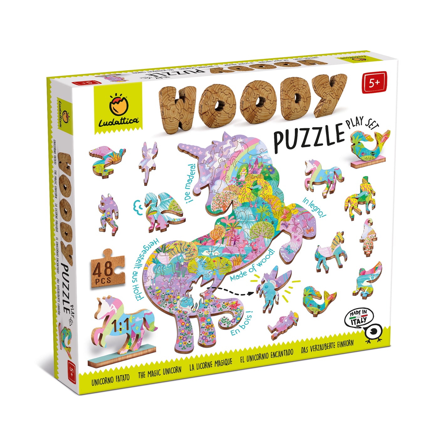 Puzzle de Madera Unicornio 48 Piezas - Ludattica