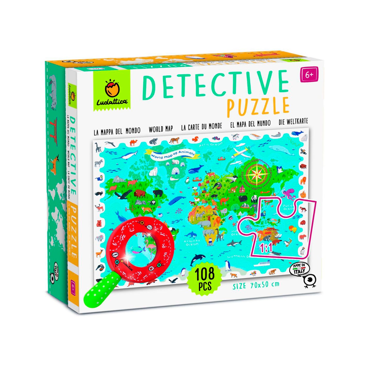 Puzzle Detective Mapa de Animales del Mundo - Ludattica
