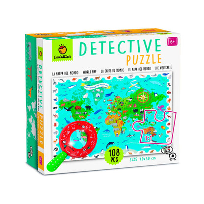 Puzzle Detective Mapa de Animales del Mundo - Ludattica