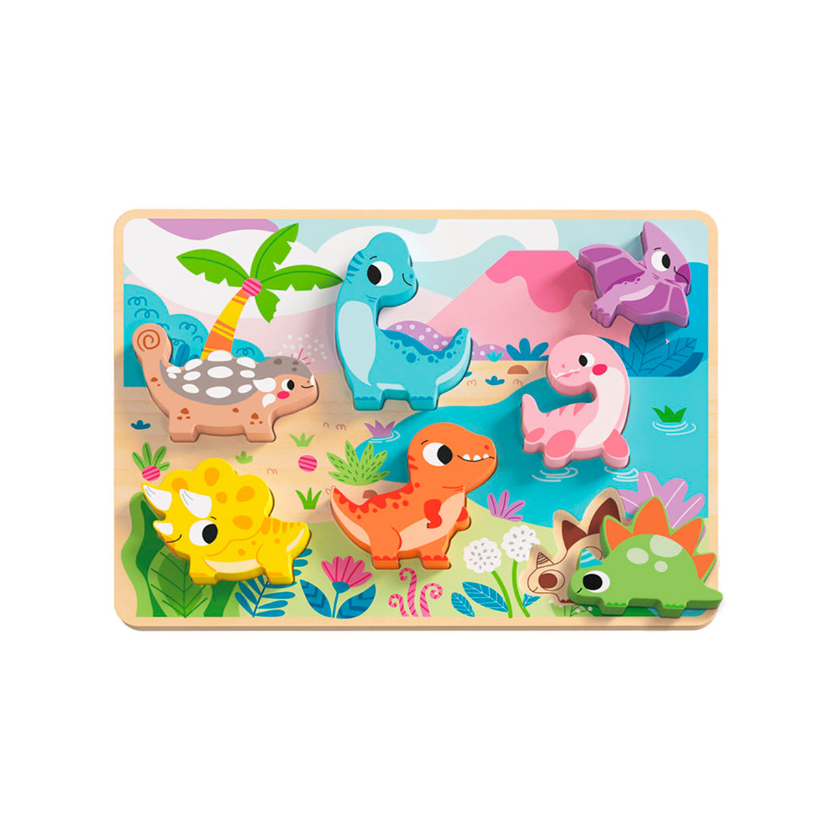 Puzzle Dinosaurio 8 Piezas Encajables - Tooky Toy