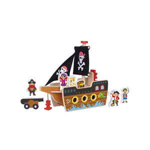 Barco Pirata Armable de Madera con Ruedas - Tooky Toy