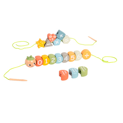 Juguete Didáctico Cuncuna de Madera para Enhebrar- Tooky Toy