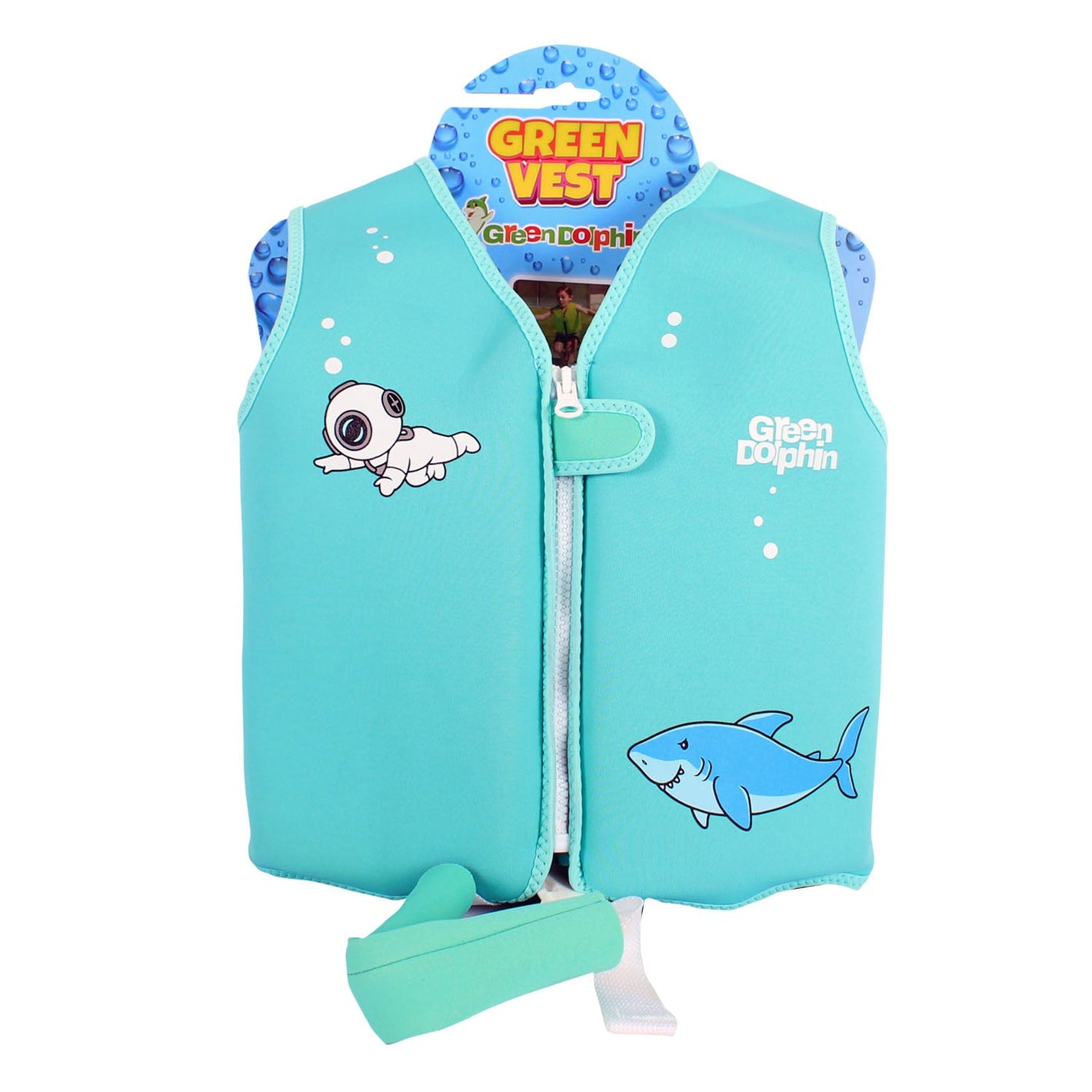 Chaleco Flotador Infantil Tiburón Celeste 19 a 30 kg - Green Dolphin